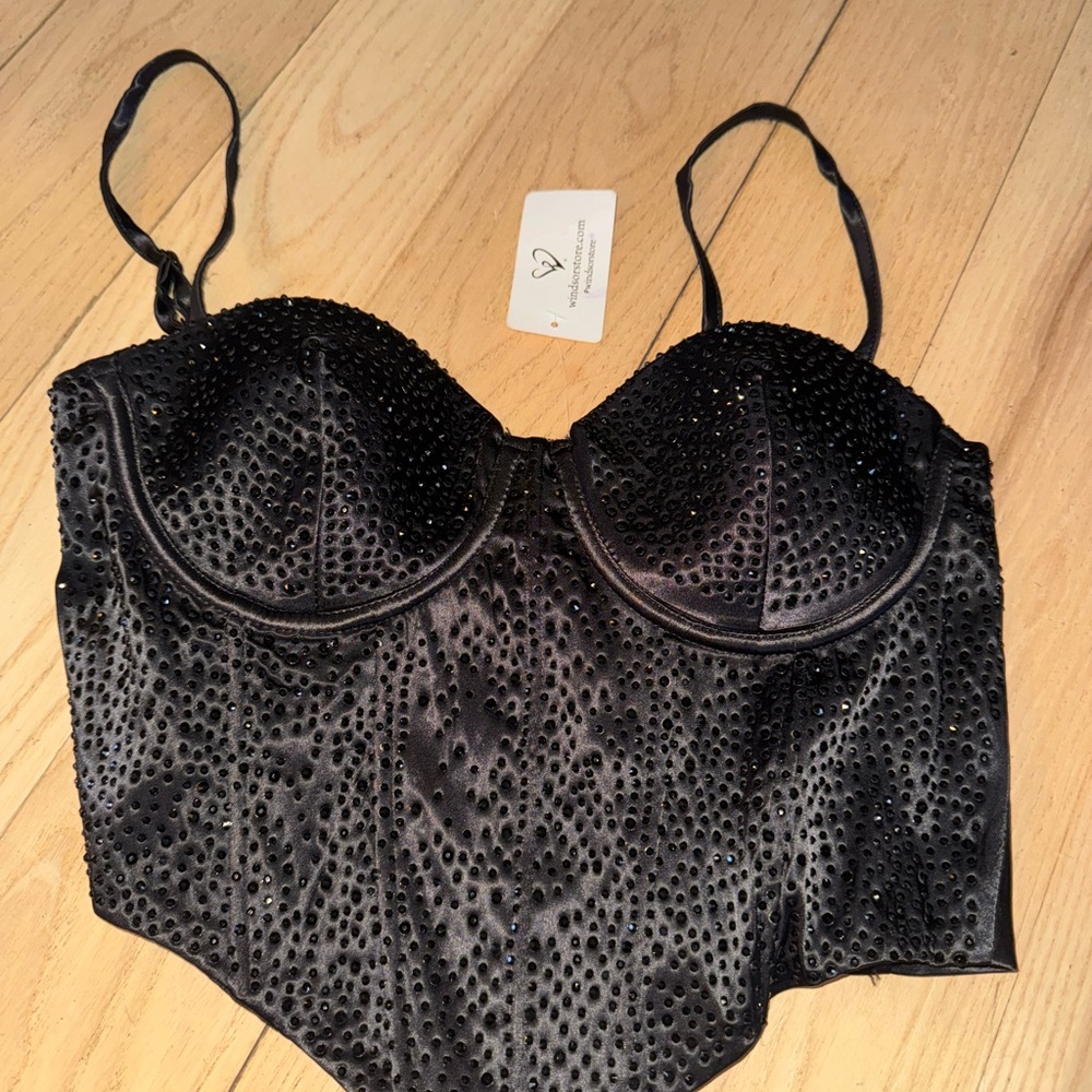 Windsor Black Rhinestone Bustier